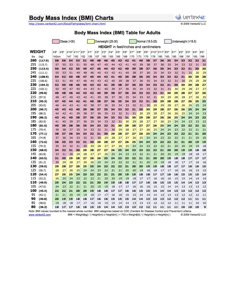 Adult BMI Chart - City Gate Training Centre